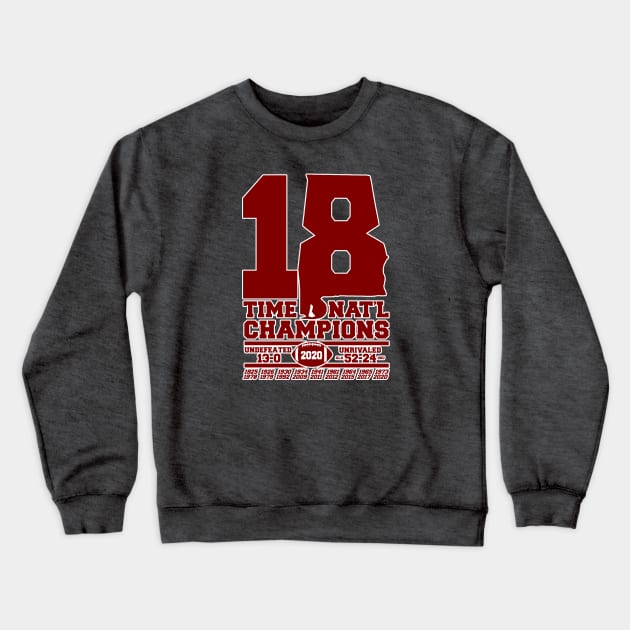 ALABAMA 18 TIME CHAMPIONS Crewneck Sweatshirt by thedeuce